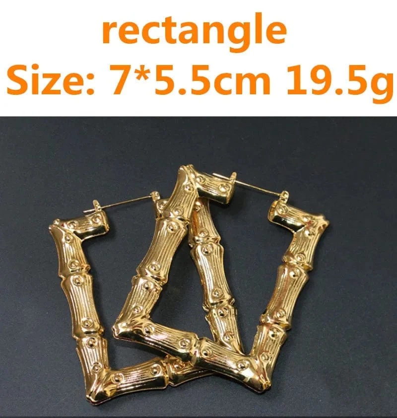 Punk Gold Splitter Farbe Bambus Creolen Für Frauen Geometrische Großen Runden Kreis Bambus Ohrringe Bijoux Hip Hop Party Schmuck