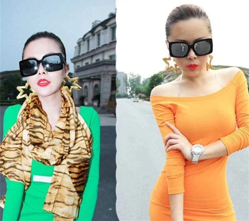 Punk Gold Splitter Farbe Bambus Creolen Für Frauen Geometrische Großen Runden Kreis Bambus Ohrringe Bijoux Hip Hop Party Schmuck