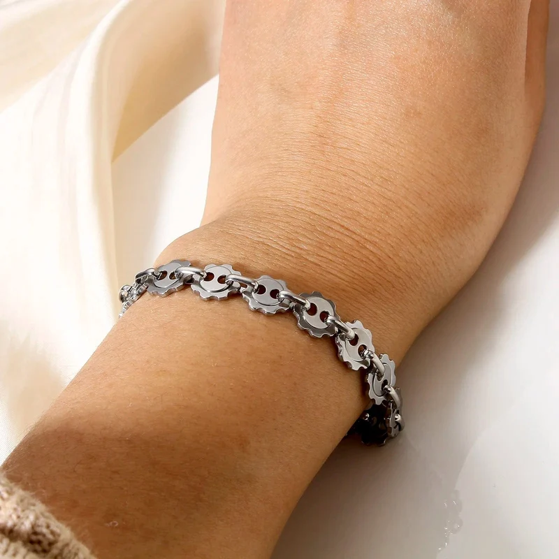 304 Edelstahl Gliederkette Herren Armbänder Silber Farbe Herren Manschette Armband Metallarmband Für Frauen Punk Geschenk Kein Verblassen 1 Stück