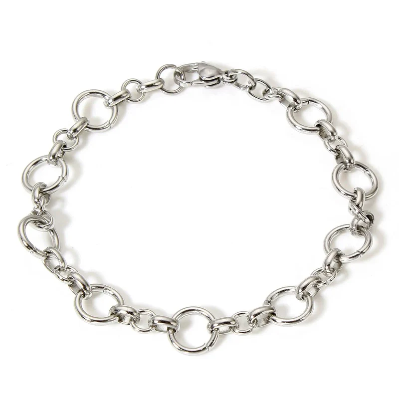 304 Edelstahl Gliederkette Herren Armbänder Silber Farbe Herren Manschette Armband Metallarmband Für Frauen Punk Geschenk Kein Verblassen 1 Stück