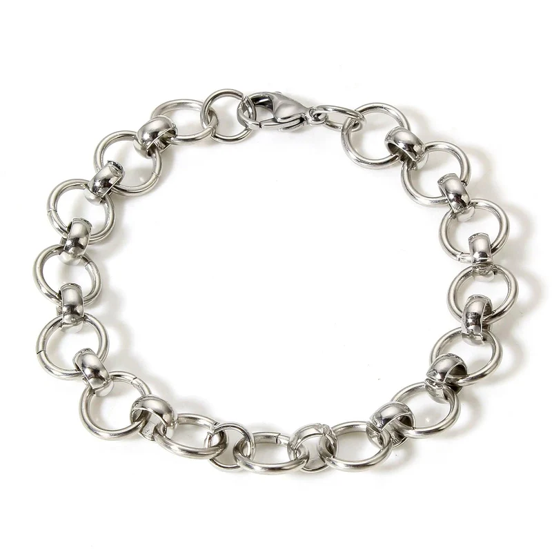 304 Edelstahl Gliederkette Herren Armbänder Silber Farbe Herren Manschette Armband Metallarmband Für Frauen Punk Geschenk Kein Verblassen 1 Stück