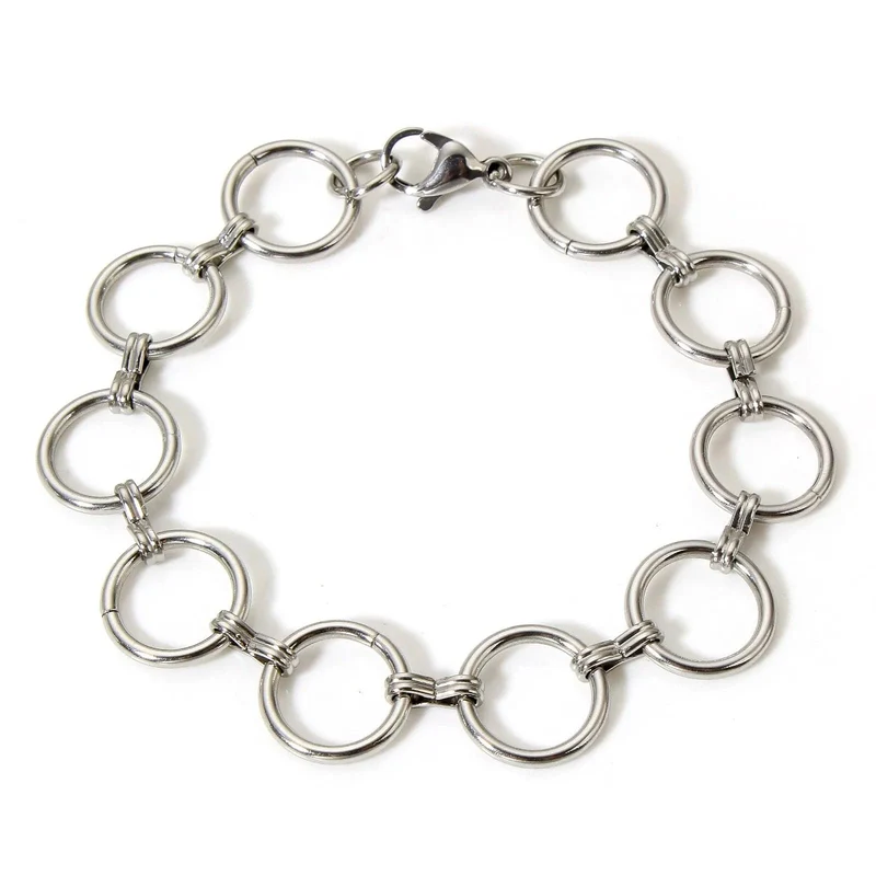 304 Edelstahl Gliederkette Herren Armbänder Silber Farbe Herren Manschette Armband Metallarmband Für Frauen Punk Geschenk Kein Verblassen 1 Stück