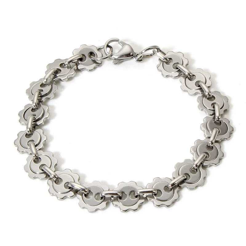 304 Edelstahl Gliederkette Herren Armbänder Silber Farbe Herren Manschette Armband Metallarmband Für Frauen Punk Geschenk Kein Verblassen 1 Stück