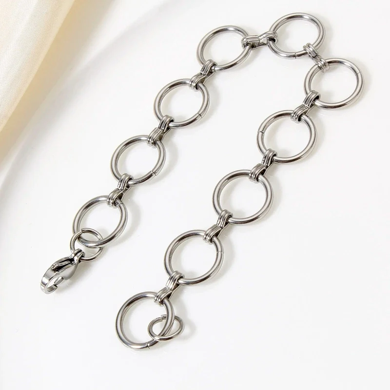 304 Edelstahl Gliederkette Herren Armbänder Silber Farbe Herren Manschette Armband Metallarmband Für Frauen Punk Geschenk Kein Verblassen 1 Stück