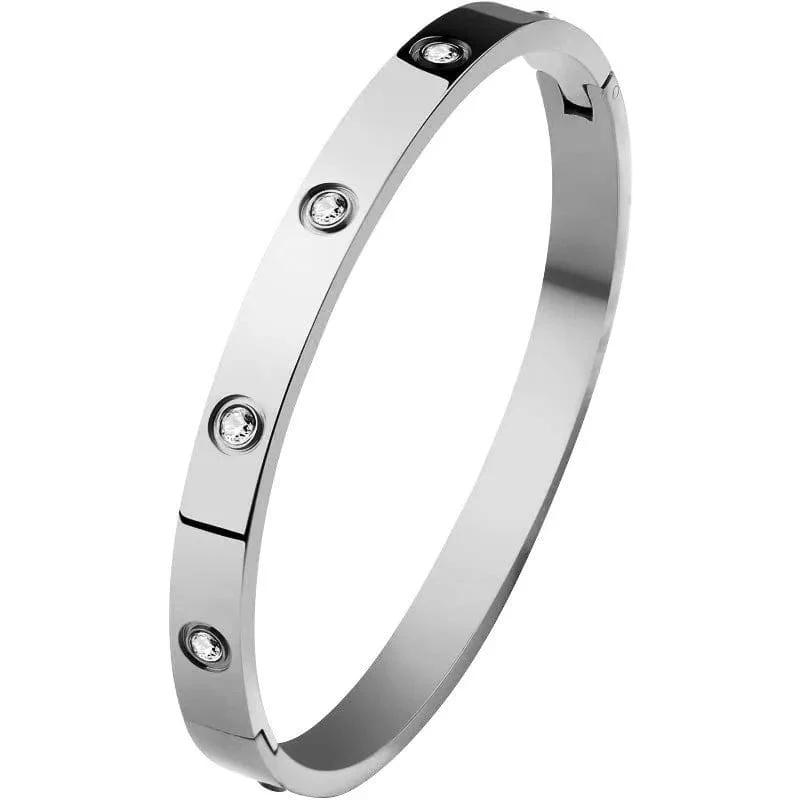 2023 neue Trendy Kristall Liebe Armreifen Zirkonia Armbänder Paar Luxuxy Schmuck Edelstahl Armreifen Für Frauen Geschenk sl295