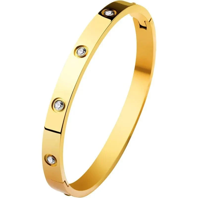 2023 neue Trendy Kristall Liebe Armreifen Zirkonia Armbänder Paar Luxuxy Schmuck Edelstahl Armreifen Für Frauen Geschenk sl295