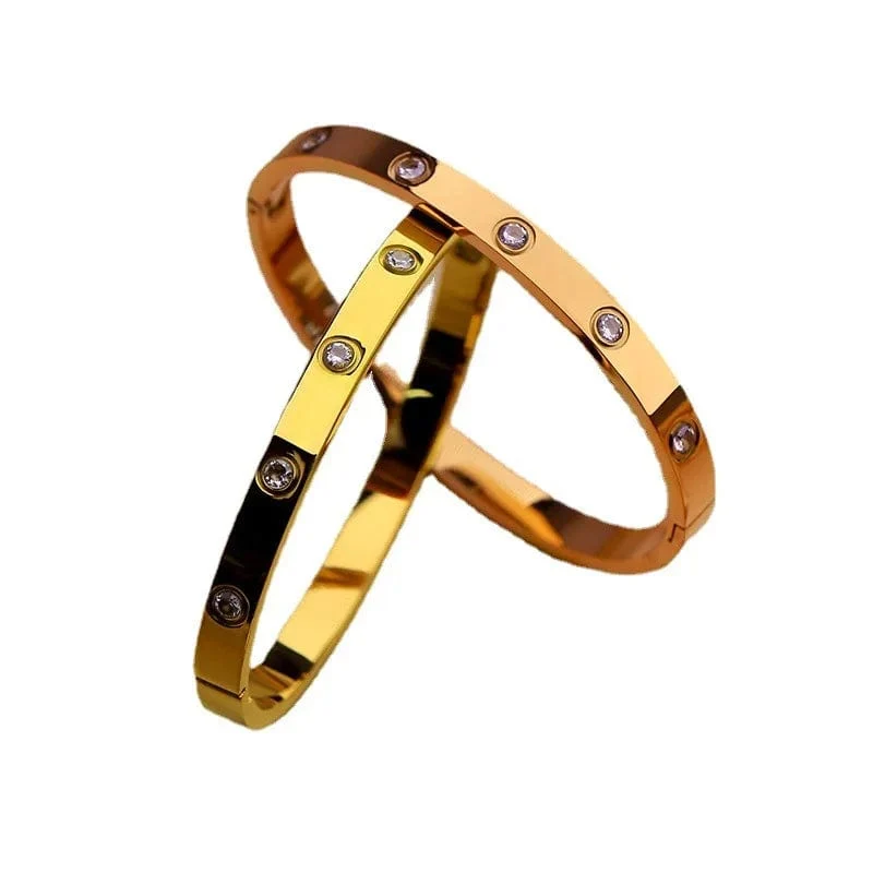 2023 neue Trendy Kristall Liebe Armreifen Zirkonia Armbänder Paar Luxuxy Schmuck Edelstahl Armreifen Für Frauen Geschenk sl295
