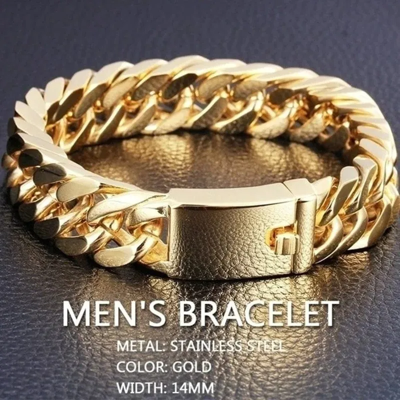 Mode Schwarz Kubanischen Kette Armband Edelstahl Armband Hip Hop Armbänder für Männer Schmuck Party Jahrestag Geschenk Großhandel