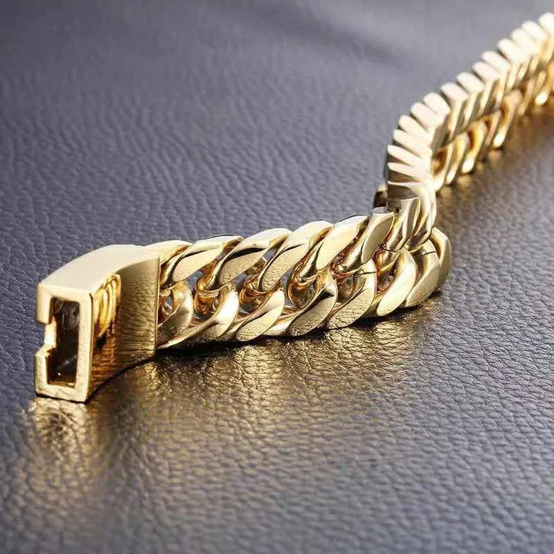 Mode Schwarz Kubanischen Kette Armband Edelstahl Armband Hip Hop Armbänder für Männer Schmuck Party Jahrestag Geschenk Großhandel