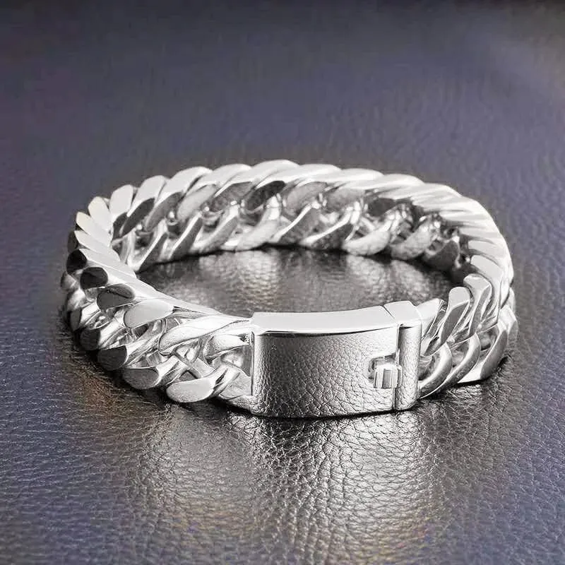 Mode Schwarz Kubanischen Kette Armband Edelstahl Armband Hip Hop Armbänder für Männer Schmuck Party Jahrestag Geschenk Großhandel