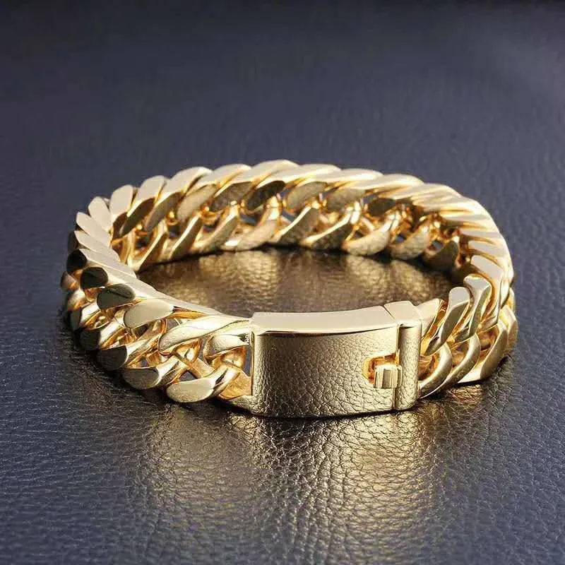 Mode Schwarz Kubanischen Kette Armband Edelstahl Armband Hip Hop Armbänder für Männer Schmuck Party Jahrestag Geschenk Großhandel