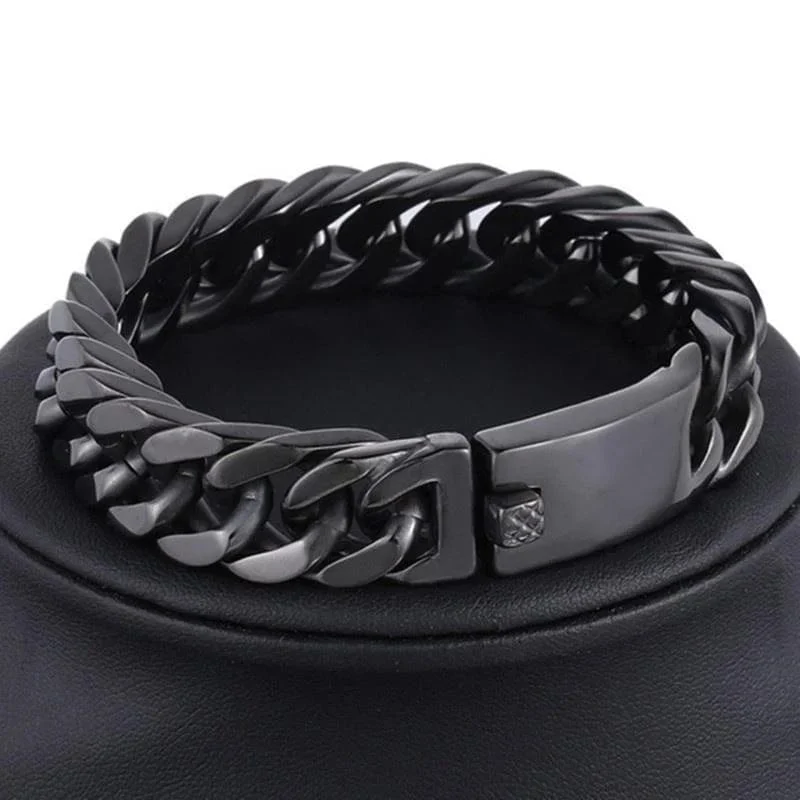 Mode Schwarz Kubanischen Kette Armband Edelstahl Armband Hip Hop Armbänder für Männer Schmuck Party Jahrestag Geschenk Großhandel