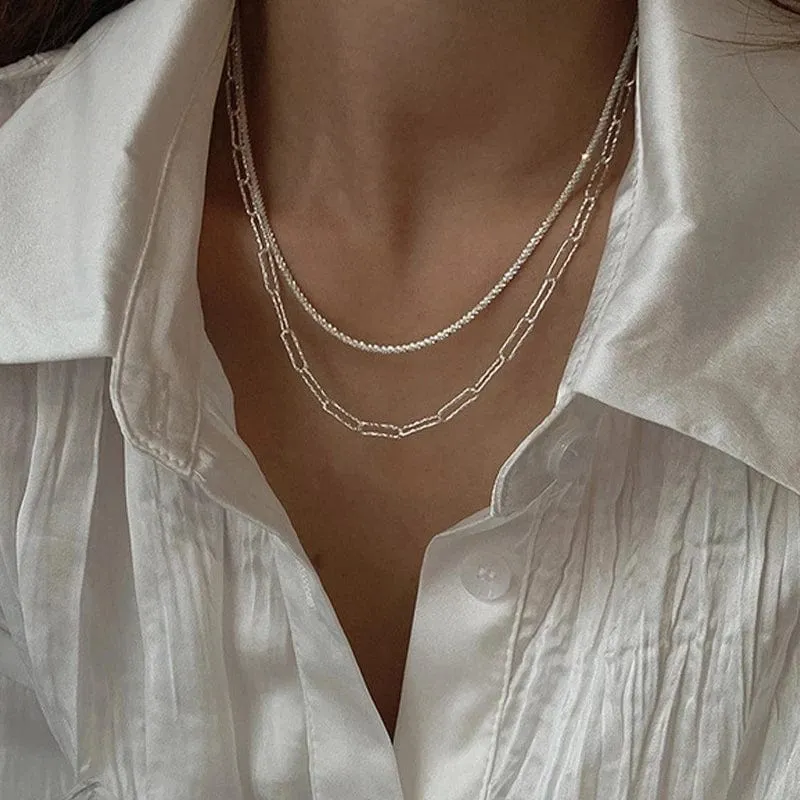2023 neue Beliebte Silber Farbe Funkelnden Schlüsselbein Kette Choker Halskette Für Frauen Edlen Schmuck Hochzeit Party Geschenk