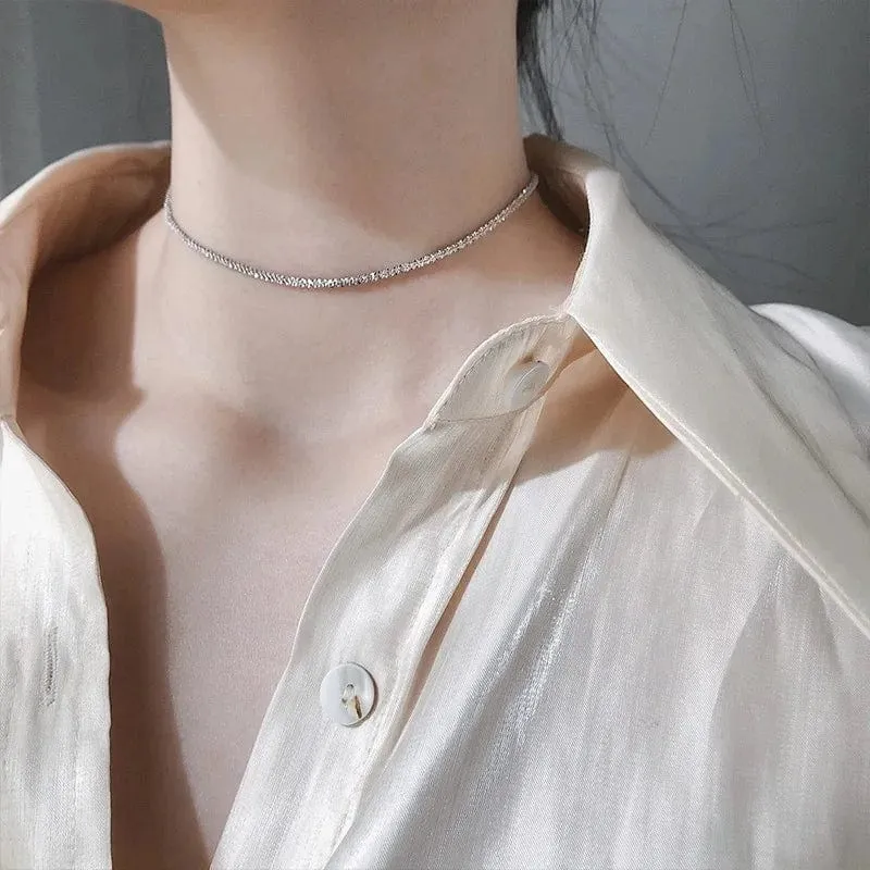 2023 neue Beliebte Silber Farbe Funkelnden Schlüsselbein Kette Choker Halskette Für Frauen Edlen Schmuck Hochzeit Party Geschenk