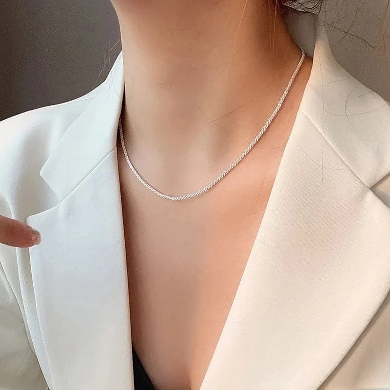 2023 neue Beliebte Silber Farbe Funkelnden Schlüsselbein Kette Choker Halskette Für Frauen Edlen Schmuck Hochzeit Party Geschenk