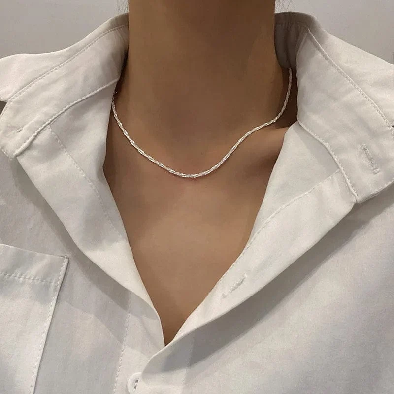 2023 neue Beliebte Silber Farbe Funkelnden Schlüsselbein Kette Choker Halskette Für Frauen Edlen Schmuck Hochzeit Party Geschenk