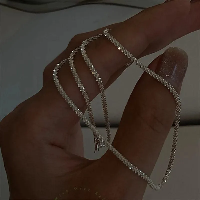 2023 neue Beliebte Silber Farbe Funkelnden Schlüsselbein Kette Choker Halskette Für Frauen Edlen Schmuck Hochzeit Party Geschenk