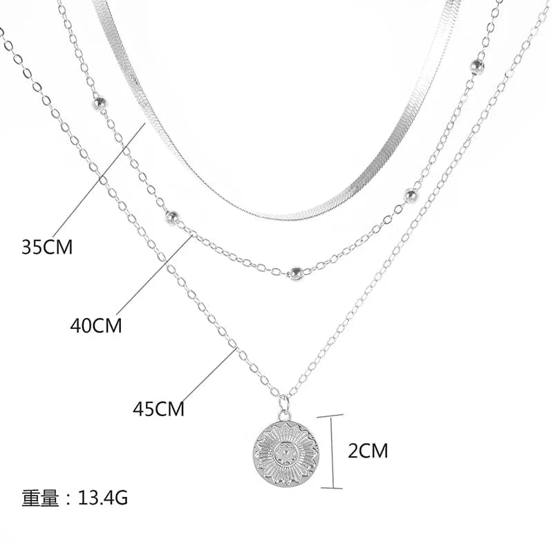 925 Sterling Silber Dreilagige Runde Halskette Einfache Schlangenkette Charm Kugelkette Party Geschenk Für Damen Exquisiter Schmuck