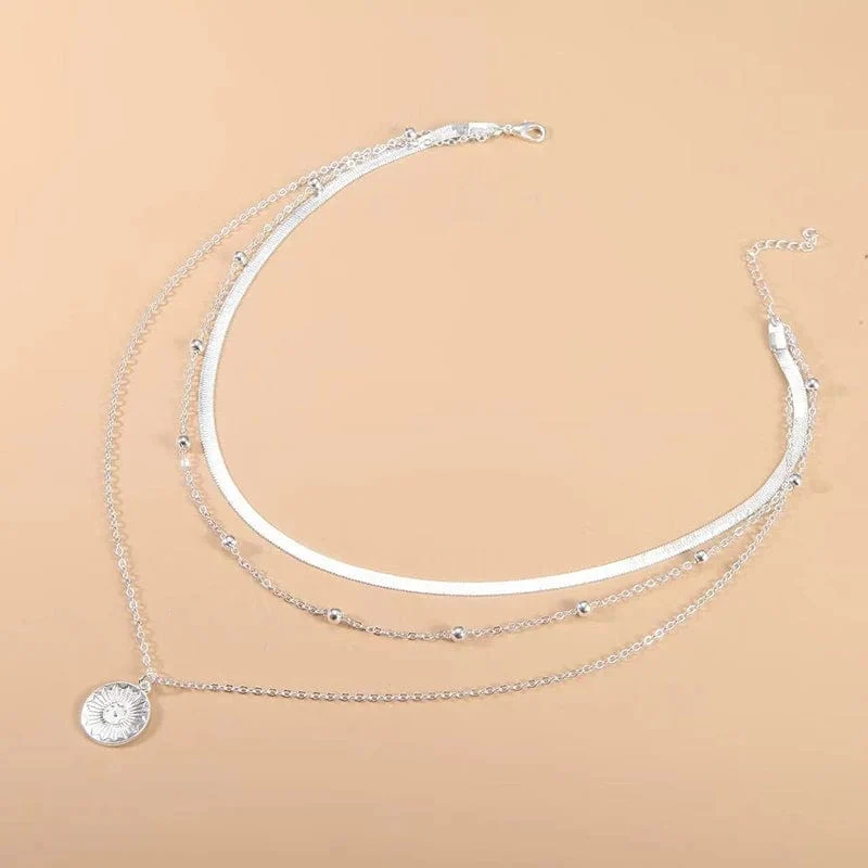 925 Sterling Silber Dreilagige Runde Halskette Einfache Schlangenkette Charm Kugelkette Party Geschenk Für Damen Exquisiter Schmuck