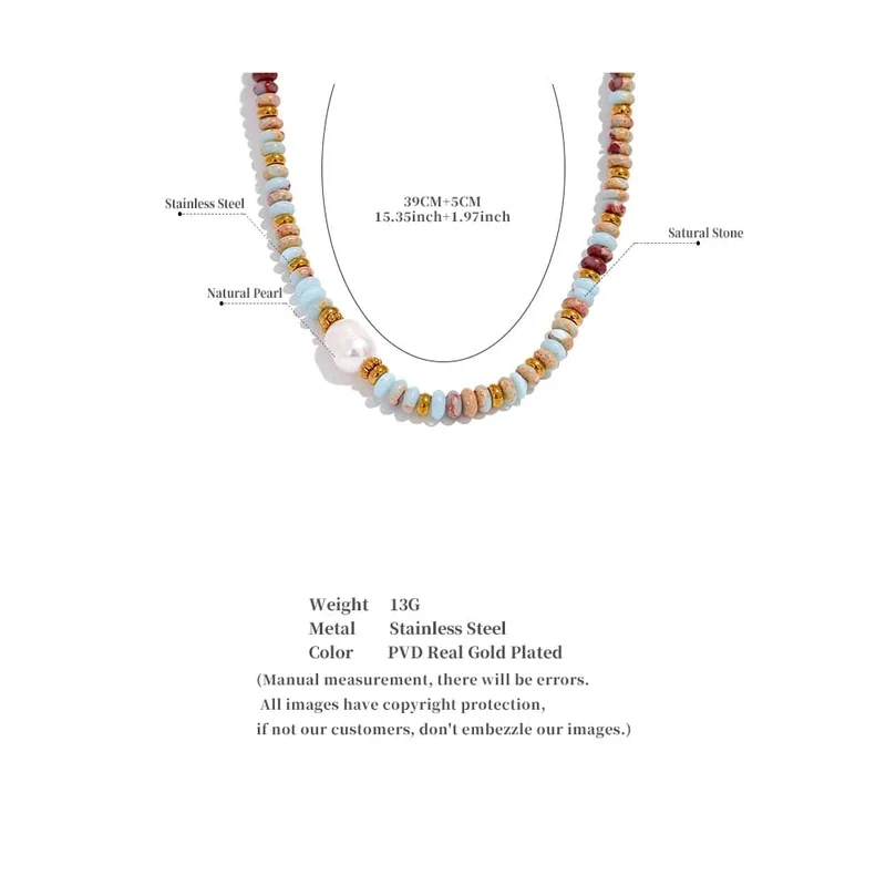 Yhpup Trendy Naturstein Süßwasser Perle Kragen Kette Halskette Edelstahl Handgemachte Stilvolle Perlen Schmuck Bijoux Geschenk