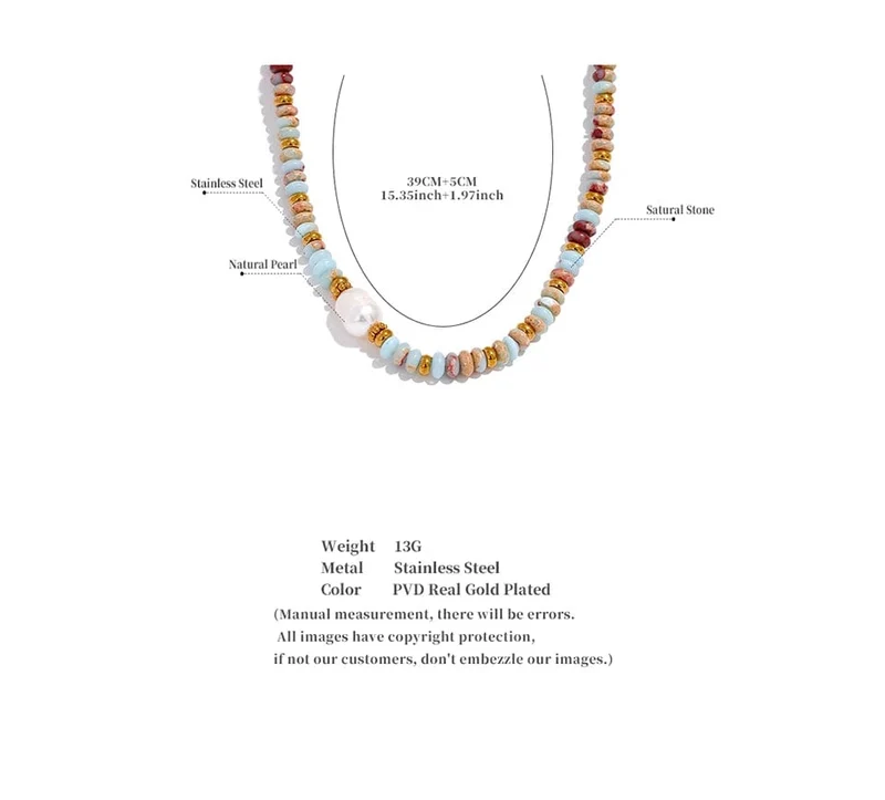 Yhpup Trendy Naturstein Süßwasser Perle Kragen Kette Halskette Edelstahl Handgemachte Stilvolle Perlen Schmuck Bijoux Geschenk