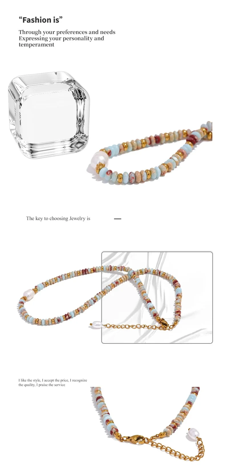 Yhpup Trendy Naturstein Süßwasser Perle Kragen Kette Halskette Edelstahl Handgemachte Stilvolle Perlen Schmuck Bijoux Geschenk