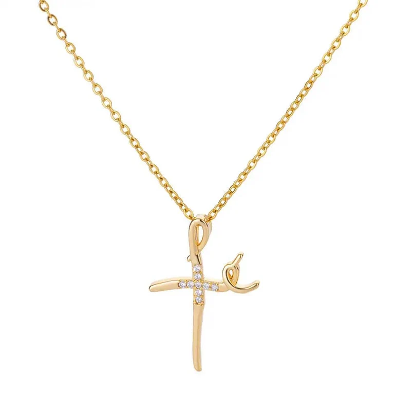 Zirkon Kreuz Anhänger Halskette für Frauen Gold Farbe Edelstahl Kragen Neckalces 2024 Trend Goth Party Hochzeit Schmuck Geschenke