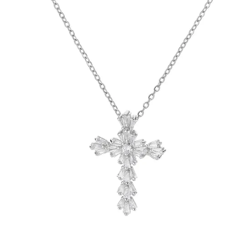 Zirkon Kreuz Anhänger Halskette für Frauen Gold Farbe Edelstahl Kragen Neckalces 2024 Trend Goth Party Hochzeit Schmuck Geschenke
