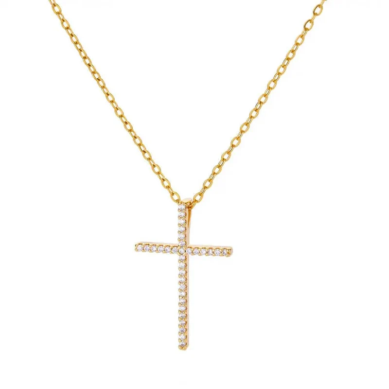Zirkon Kreuz Anhänger Halskette für Frauen Gold Farbe Edelstahl Kragen Neckalces 2024 Trend Goth Party Hochzeit Schmuck Geschenke