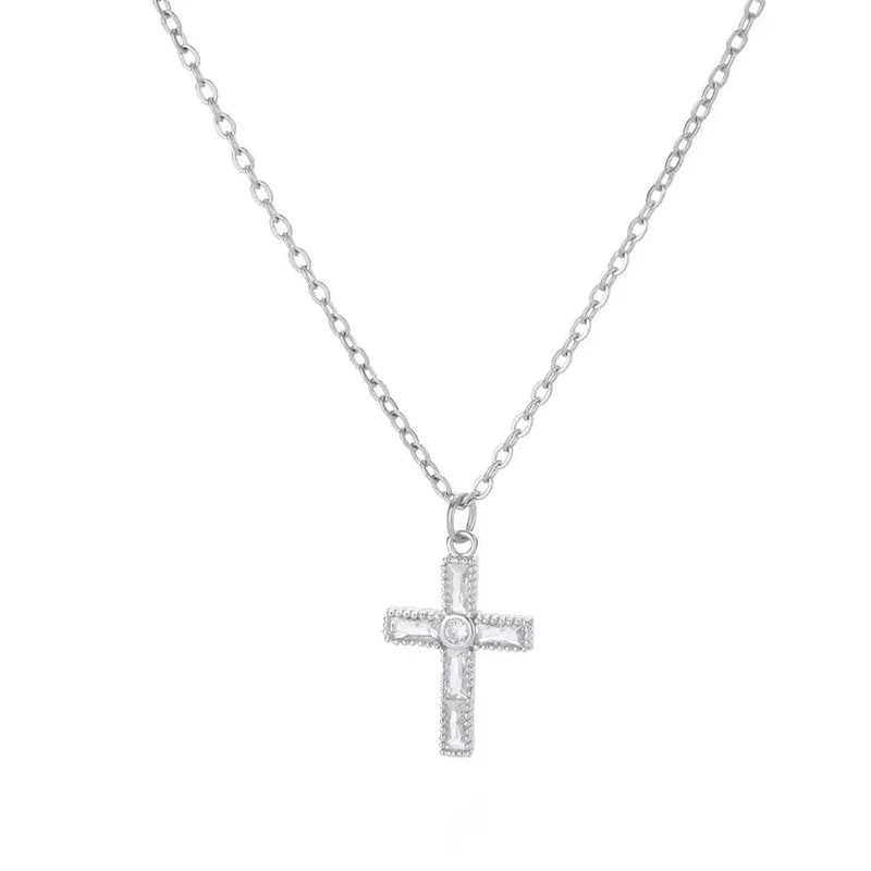 Zirkon Kreuz Anhänger Halskette für Frauen Gold Farbe Edelstahl Kragen Neckalces 2024 Trend Goth Party Hochzeit Schmuck Geschenke