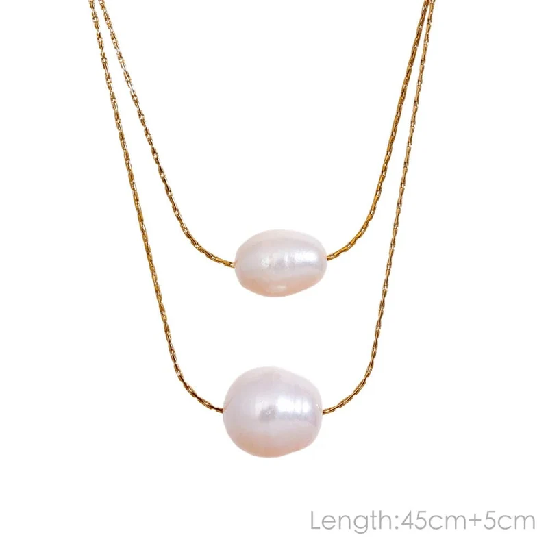 Yhpup Anlauffreie Natürliche Perlen Schicke Exquisite Halskette Dünne Kette Edelstahl Minimalistischer Charm Halsband Schmuck Damen
