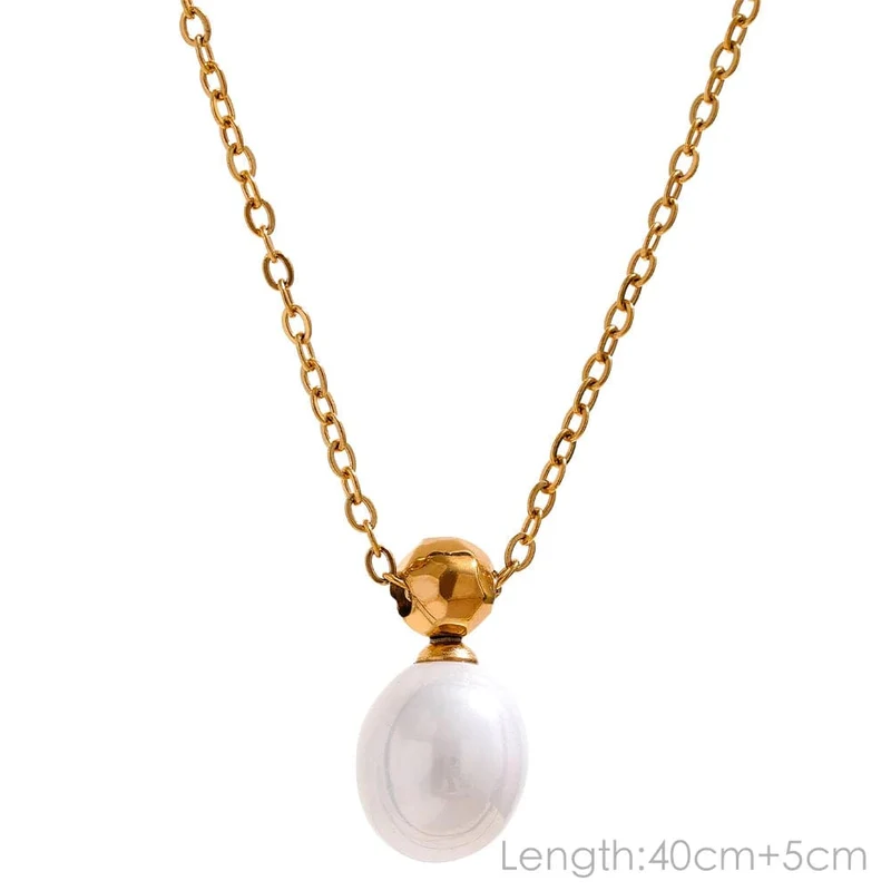 Yhpup Anlauffreie Natürliche Perlen Schicke Exquisite Halskette Dünne Kette Edelstahl Minimalistischer Charm Halsband Schmuck Damen
