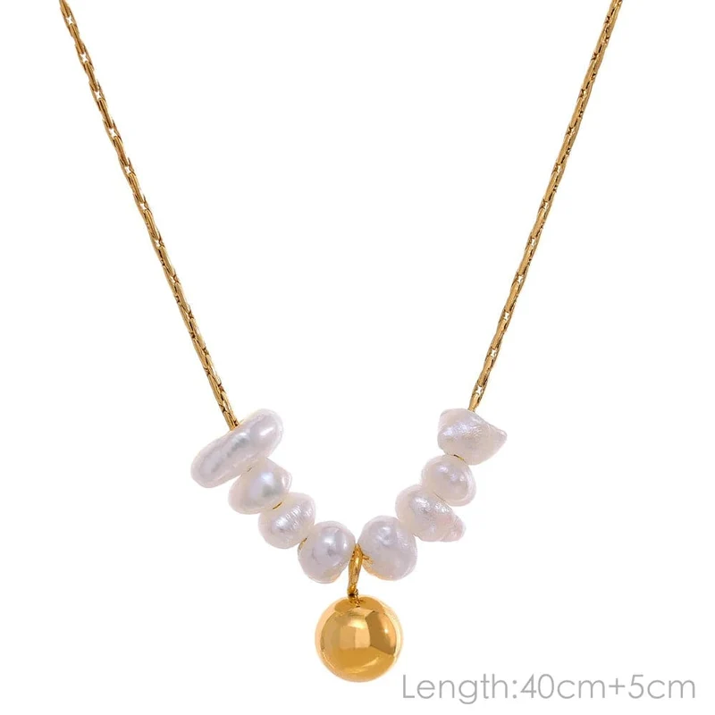 Yhpup Anlauffreie Natürliche Perlen Schicke Exquisite Halskette Dünne Kette Edelstahl Minimalistischer Charm Halsband Schmuck Damen