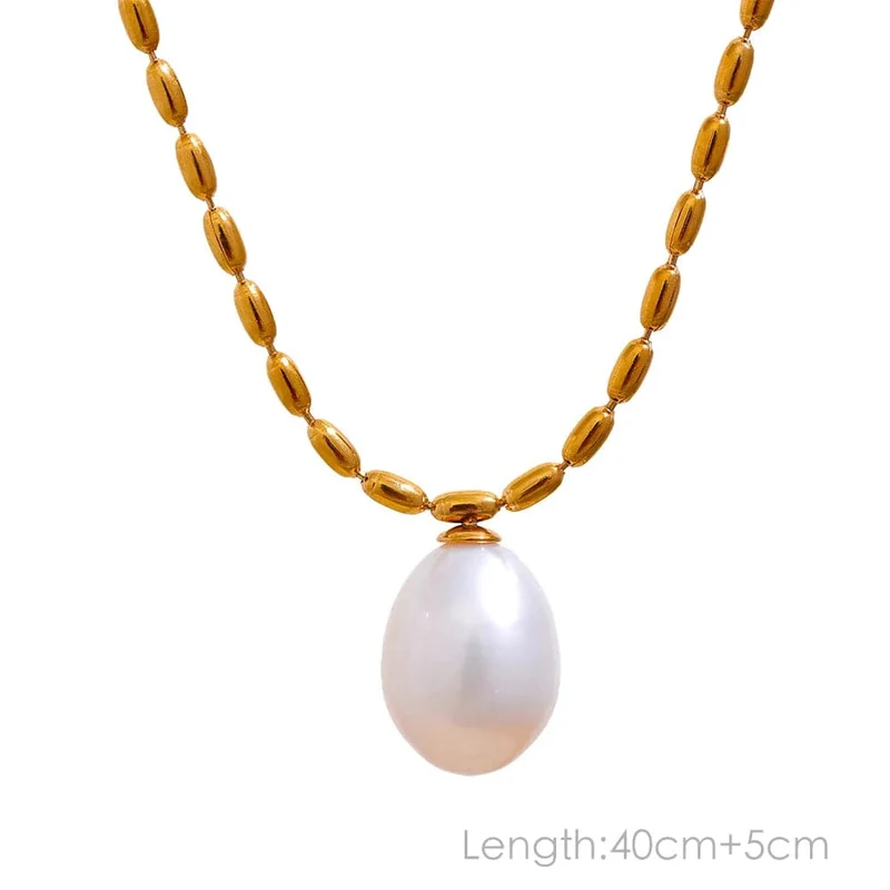 Yhpup Anlauffreie Natürliche Perlen Schicke Exquisite Halskette Dünne Kette Edelstahl Minimalistischer Charm Halsband Schmuck Damen
