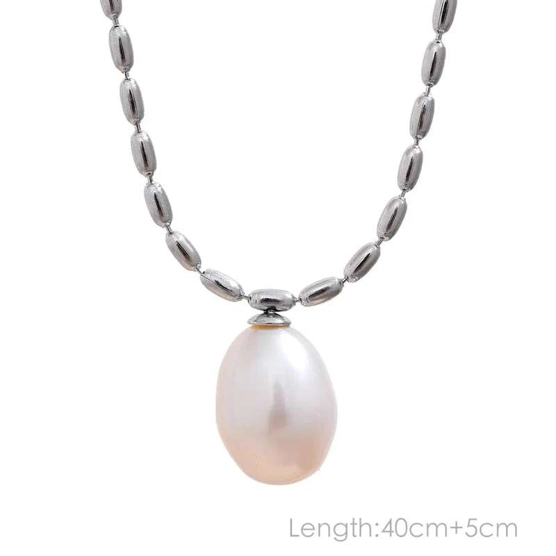 Yhpup Anlauffreie Natürliche Perlen Schicke Exquisite Halskette Dünne Kette Edelstahl Minimalistischer Charm Halsband Schmuck Damen