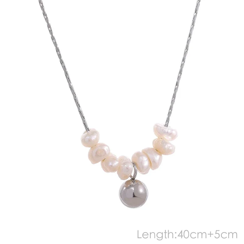 Yhpup Anlauffreie Natürliche Perlen Schicke Exquisite Halskette Dünne Kette Edelstahl Minimalistischer Charm Halsband Schmuck Damen