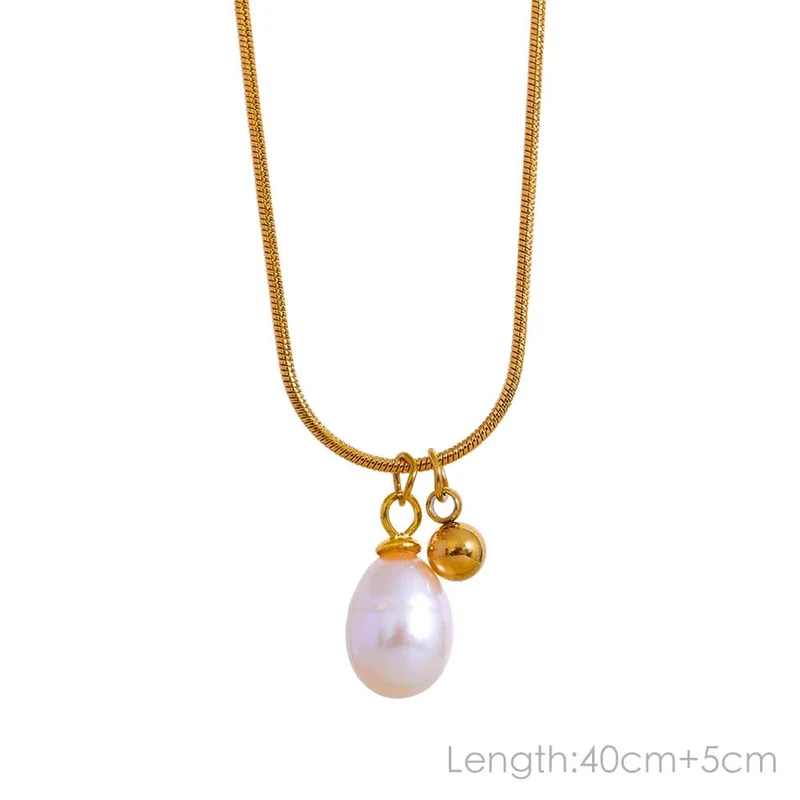 Yhpup Anlauffreie Natürliche Perlen Schicke Exquisite Halskette Dünne Kette Edelstahl Minimalistischer Charm Halsband Schmuck Damen