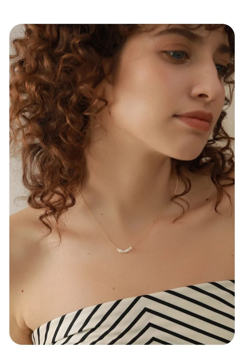 Yhpup Anlauffreie Natürliche Perlen Schicke Exquisite Halskette Dünne Kette Edelstahl Minimalistischer Charm Halsband Schmuck Damen