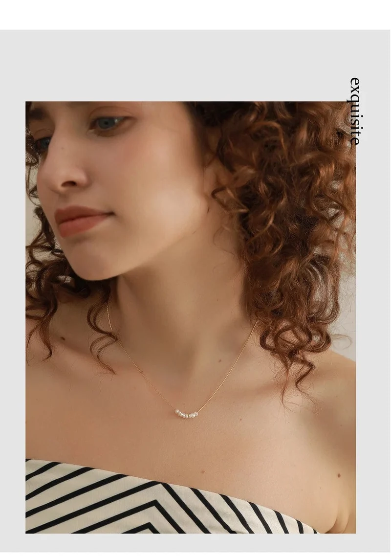 Yhpup Anlauffreie Natürliche Perlen Schicke Exquisite Halskette Dünne Kette Edelstahl Minimalistischer Charm Halsband Schmuck Damen