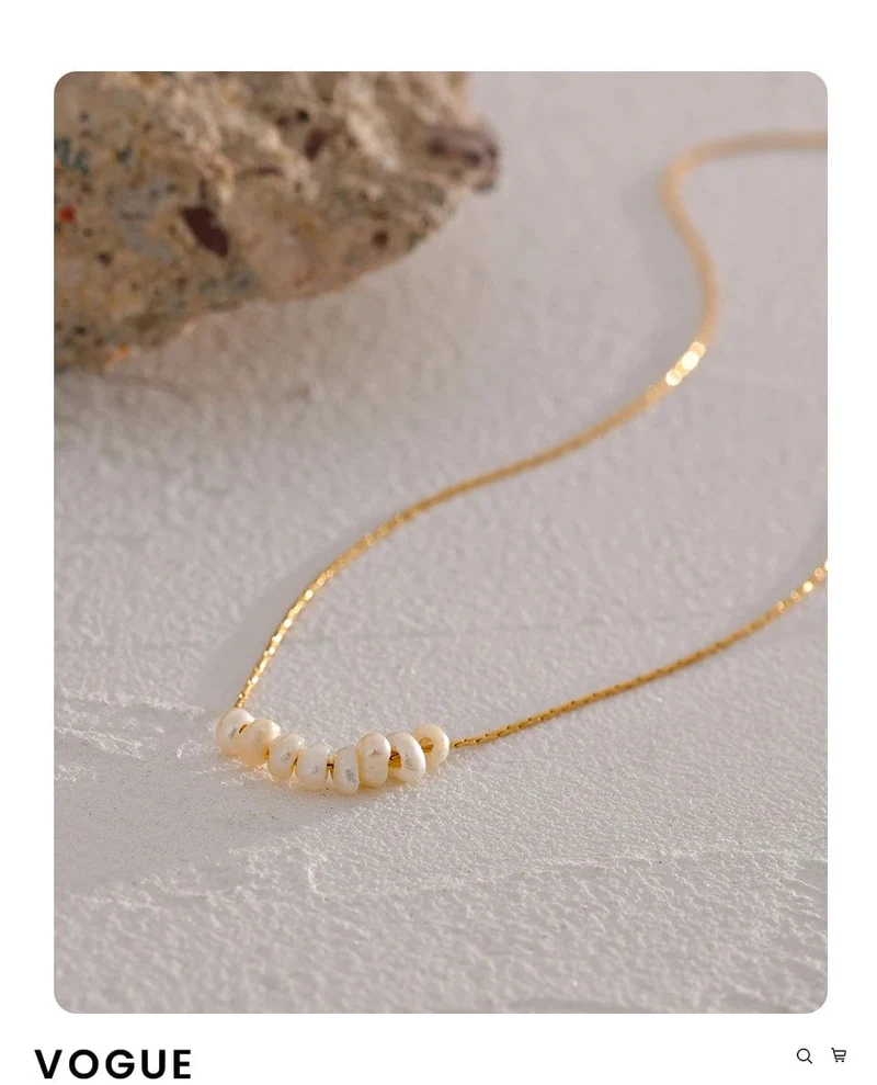 Yhpup Anlauffreie Natürliche Perlen Schicke Exquisite Halskette Dünne Kette Edelstahl Minimalistischer Charm Halsband Schmuck Damen