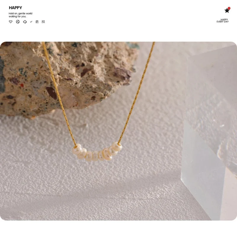 Yhpup Anlauffreie Natürliche Perlen Schicke Exquisite Halskette Dünne Kette Edelstahl Minimalistischer Charm Halsband Schmuck Damen