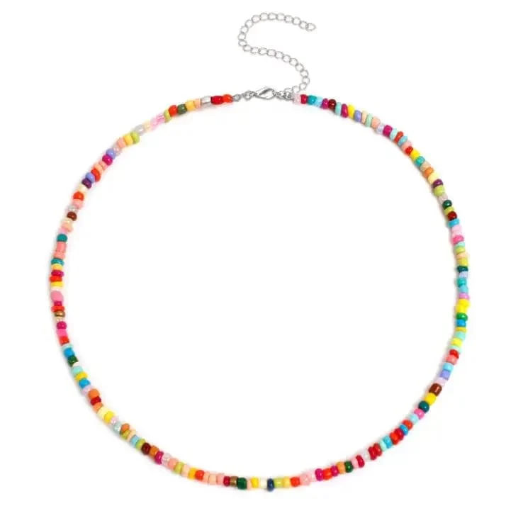 Böhmen Weiß Farbe Acryl Perle Halsband Halskette Für Frauen Vintage Kette Neckace Mode Schmuck Großhandel