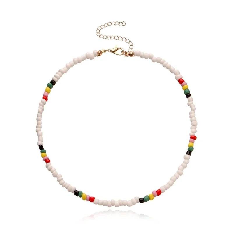 Böhmen Weiß Farbe Acryl Perle Halsband Halskette Für Frauen Vintage Kette Neckace Mode Schmuck Großhandel