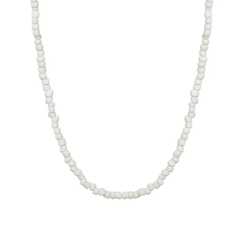 Böhmen Weiß Farbe Acryl Perle Halsband Halskette Für Frauen Vintage Kette Neckace Mode Schmuck Großhandel