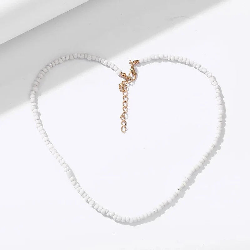Böhmen Weiß Farbe Acryl Perle Halsband Halskette Für Frauen Vintage Kette Neckace Mode Schmuck Großhandel