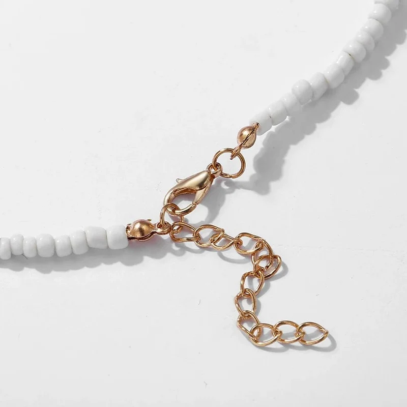 Böhmen Weiß Farbe Acryl Perle Halsband Halskette Für Frauen Vintage Kette Neckace Mode Schmuck Großhandel