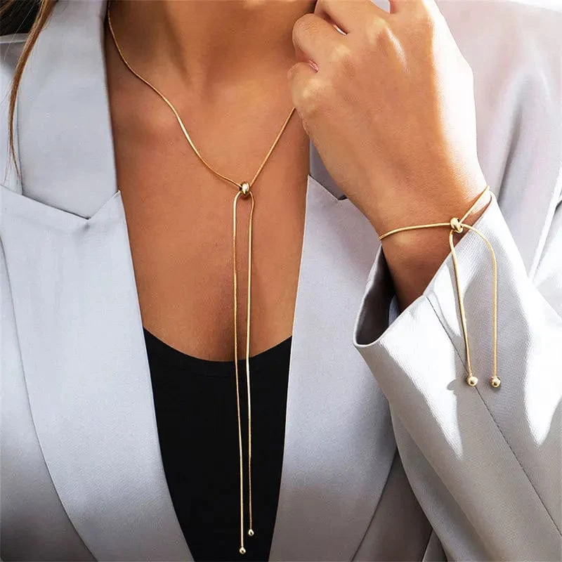 Einfache lange Quastenkette Halskette für Frauen Trendy verstellbare Chokerhalskette 2024 Modeschmuck Kette am Hals Mädchen Geschenke