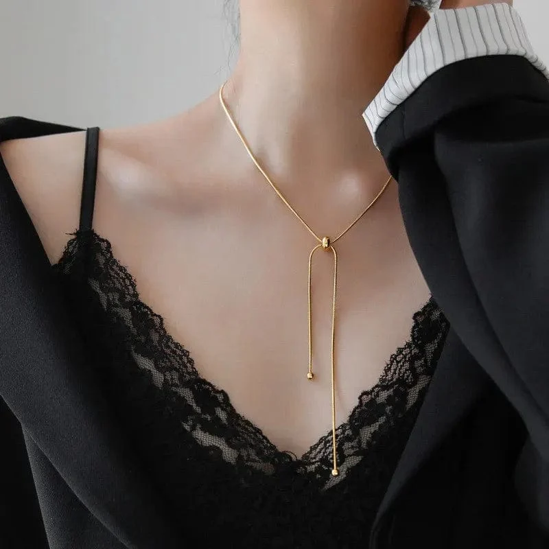 Einfache lange Quastenkette Halskette für Frauen Trendy verstellbare Chokerhalskette 2024 Modeschmuck Kette am Hals Mädchen Geschenke