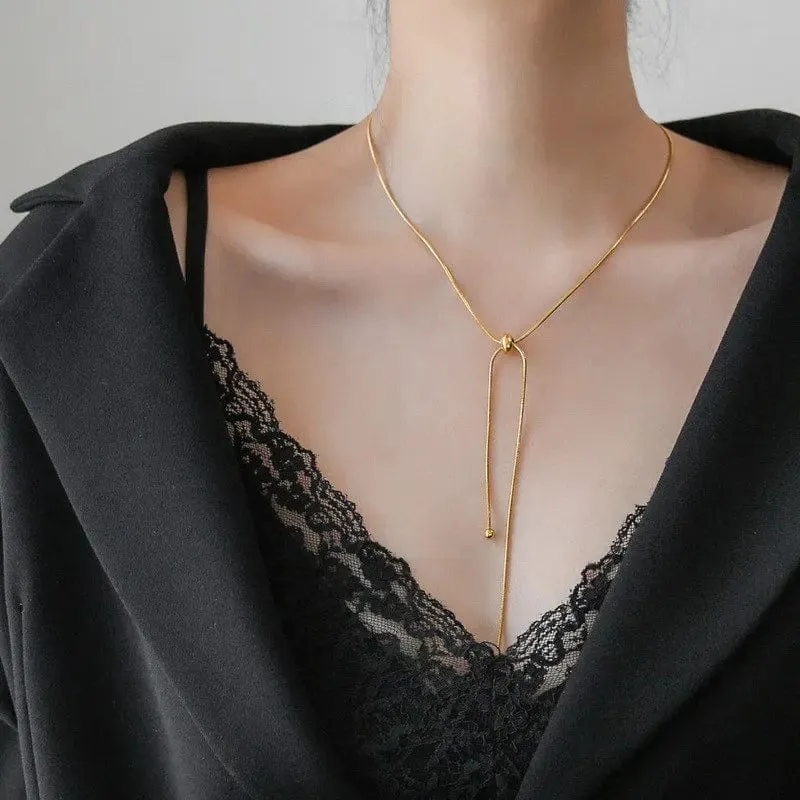 Einfache lange Quastenkette Halskette für Frauen Trendy verstellbare Chokerhalskette 2024 Modeschmuck Kette am Hals Mädchen Geschenke