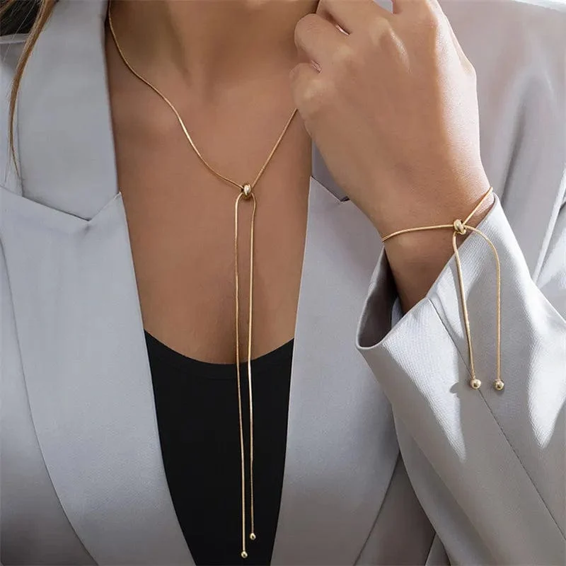 Einfache lange Quastenkette Halskette für Frauen Trendy verstellbare Chokerhalskette 2024 Modeschmuck Kette am Hals Mädchen Geschenke